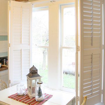 Texas Farmhouse Kitchen with Plantation Shutters by Blinds.com Design Consultant