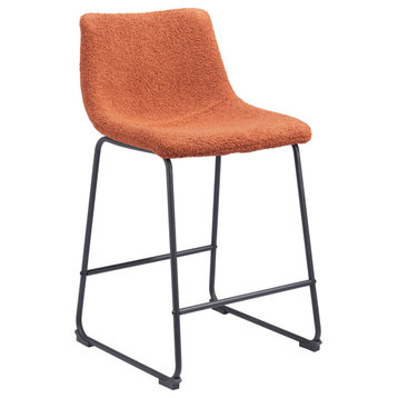 Zuo Modern Smart Set of 2 Counter Chair With Burnt Orange Finish 109681