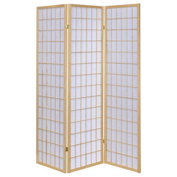 3-Panel Folding Screen, Natural and White