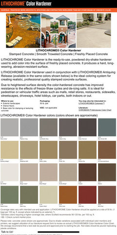 Concrete Color Chart -- Color Chart for adding Color to Concrete