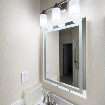 Custom Glass Shower Doors & LED Mirror