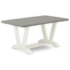 V096Ve215-5, 5-Piece Set, 4 Chair and Cement Table, Linen White