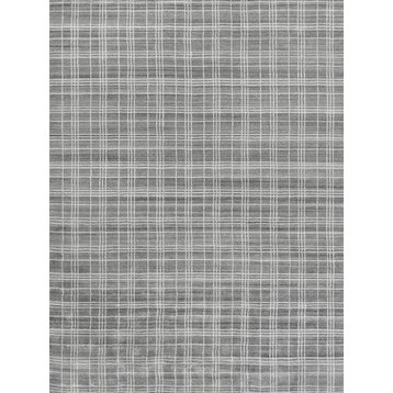 Fairbanks Hand Loomed Bamboo Silk and Cotton Silver/White Area Rug, 9'x12'