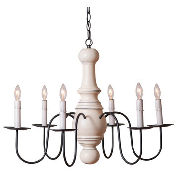 Irvins Country Tinware 6-Arm Maple Glenn Wood Chandelier in Rustic White