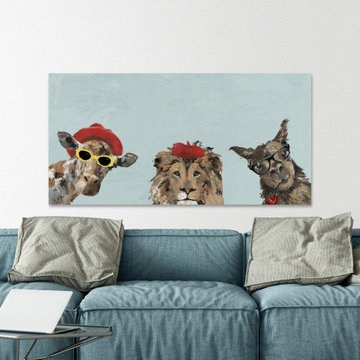 "Unconventional Trio Blue" Painting Print on Wrapped Canvas