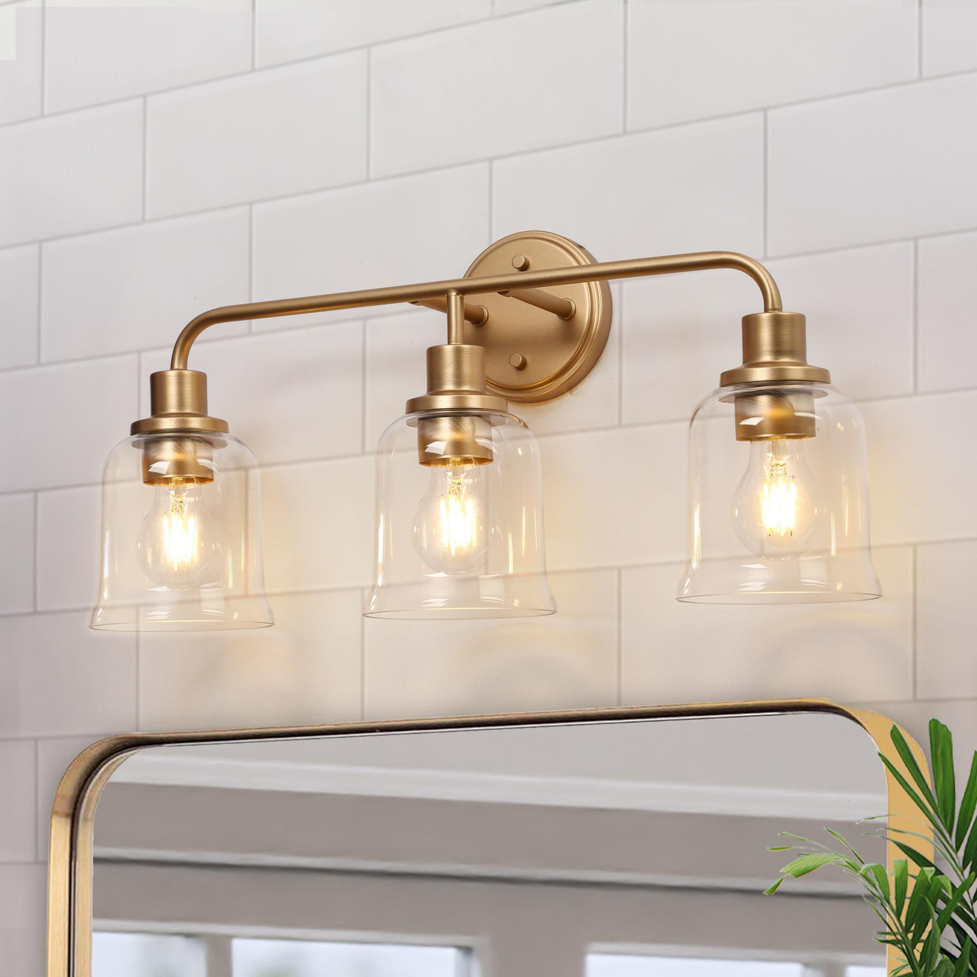 LALUZ 3-Light Modern Gold Bathroom Vanity Light - Transitional ...