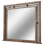 AICO/Michael Amini - AICO Michael Amini Kathy Ireland Crossings Dresser Mirror - Accent with style! The Crossings Mirror features a mix of industrial accents, warm wood tones, and strong lines perfect for casual homes.