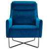 Amber Accent Chair - Velour Teal Blue