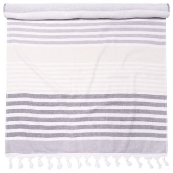 100% Egyptian Cotton Striped Pool Beach Towel, Meera Stripe, Fuchsia