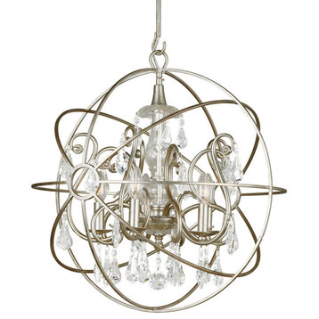 Solaris 5 Light Swarovski Strass Crystal Silver Sphere Chandelier