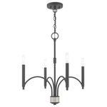 Livex Lighting - Livex Lighting Scandinavian Gray 4-Light Mini Chandelier - Less is more with this sleek minimalist chandelier from the Wisteria collection. The thin bar arms and simple cylindrical candle sleeves are perfect for adding mid century modern pizzazz to understated decor.�