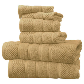 Bibb Home 6pc Oversized Solid Towel Set, Popcorn Linen