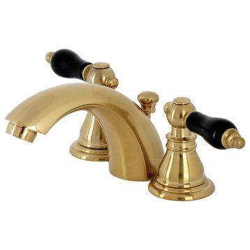 KB957AKLSB Widespread Bathroom Faucet With Plastic Pop-Up, Brushed Brass