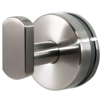 Anello Collection Glass Mounted Robe Hook, Brushed Nickel