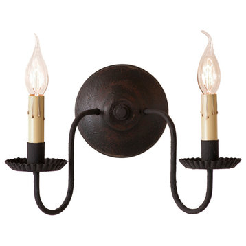 Ashford Wall Sconce in Black over Red 9 Inches High