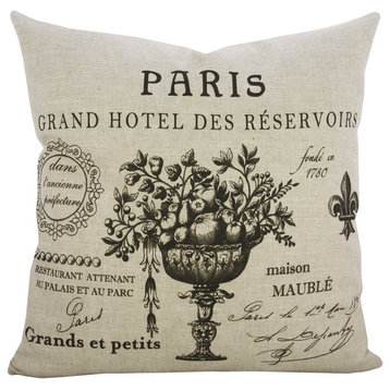 Paris Script Linen Pillow