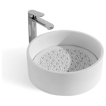 15-3/4-Inch Stone Resin Solid Surface Round Shape Bathroom Vanity Vessel Sink