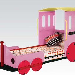Twin Bed in Pink Train Finish - Baby And Kids