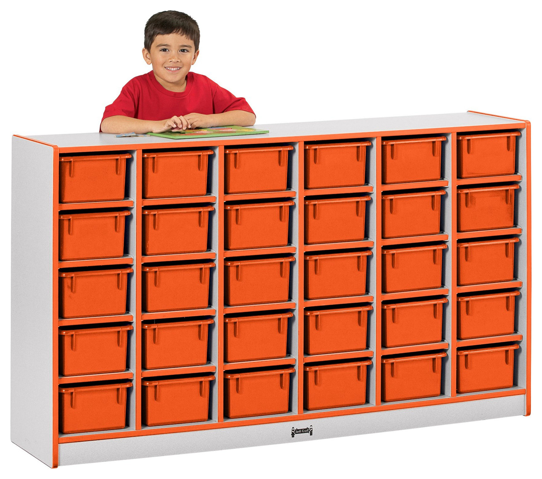 Rainbow Accents 30 Cubbie-Tray Mobile Storage - without Trays - Orange ...