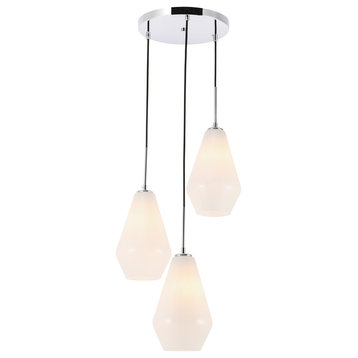 Chrome Finish And Frosted White Glass 3-Light Pendant