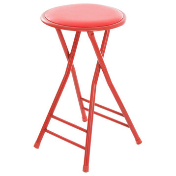 Trademark Home Collection 24 x 14 Cushioned Folding Stool, Red