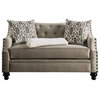 Furniture of America Felicity Chenille Tufted Loveseat in Light Brown