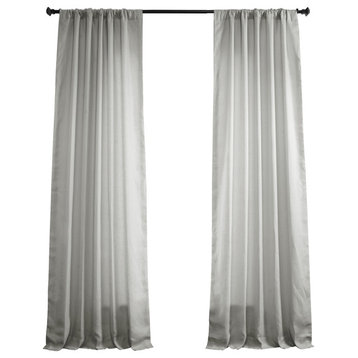 Euro Linen Curtain Single Panel, Light Greige, 50w X 96l