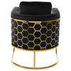 Casa Velvet Upholstered Chair, Black, Gold Finish