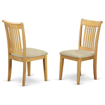 East West Furniture Portland 39" Fabric Dining Chairs in Oak (Set of 2)