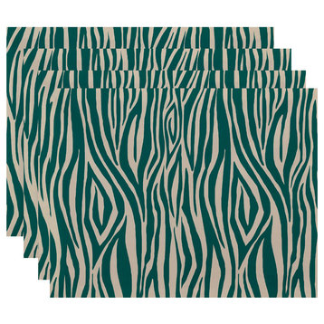 Wood Stripe Geometric Print Placemat, Set of 4, Jade