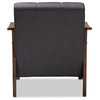 Baxton Studio Larsen Fabric Upholstered Walnut Wood Accent Chair in Gray