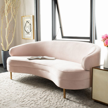 Safavieh Couture Primrose Curved Sofa, Light Pink