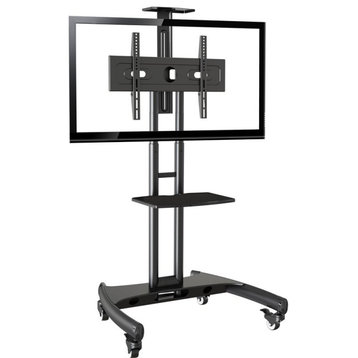 Rocelco VSTC 32"-70" Mobile A/V and TV Cart with Component/Webcam Shelf Black