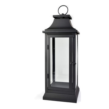 Serene Spaces Living Black Hampton Lantern, Available in 3 Sizes, Medium