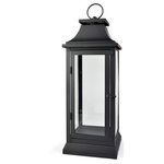 Serene Spaces Living - Serene Spaces Living Black Hampton Lantern, Available in 3 Sizes, Medium - This square glass hurricane is one of our popular styles, featuring black colored iron frames and clean glass panels. Perfect whether you are creating a beautiful tablescape centerpiece or looking for rustic décor for a special event. Light up the aisle or runway at your wedding for a breathtaking entrance. Light up your back porch / patio or add the perfect touch of low light to your living room. The chic color and shape of the black lanterns add a stylish detail to any space. You can showcase these modern lanterns on their own as alternative centerpieces or position them among flower arrangements on your tables. Perhaps you can choose to line your wedding entrance with our glowing candles lanterns. Sold individually, this big black lantern measures 20" Tall, 6.75" Long, 6.75" Wide. When seeking products made with love that give your home or office a touch of warmth in a simple package, Serene Spaces Living is the perfect choice.