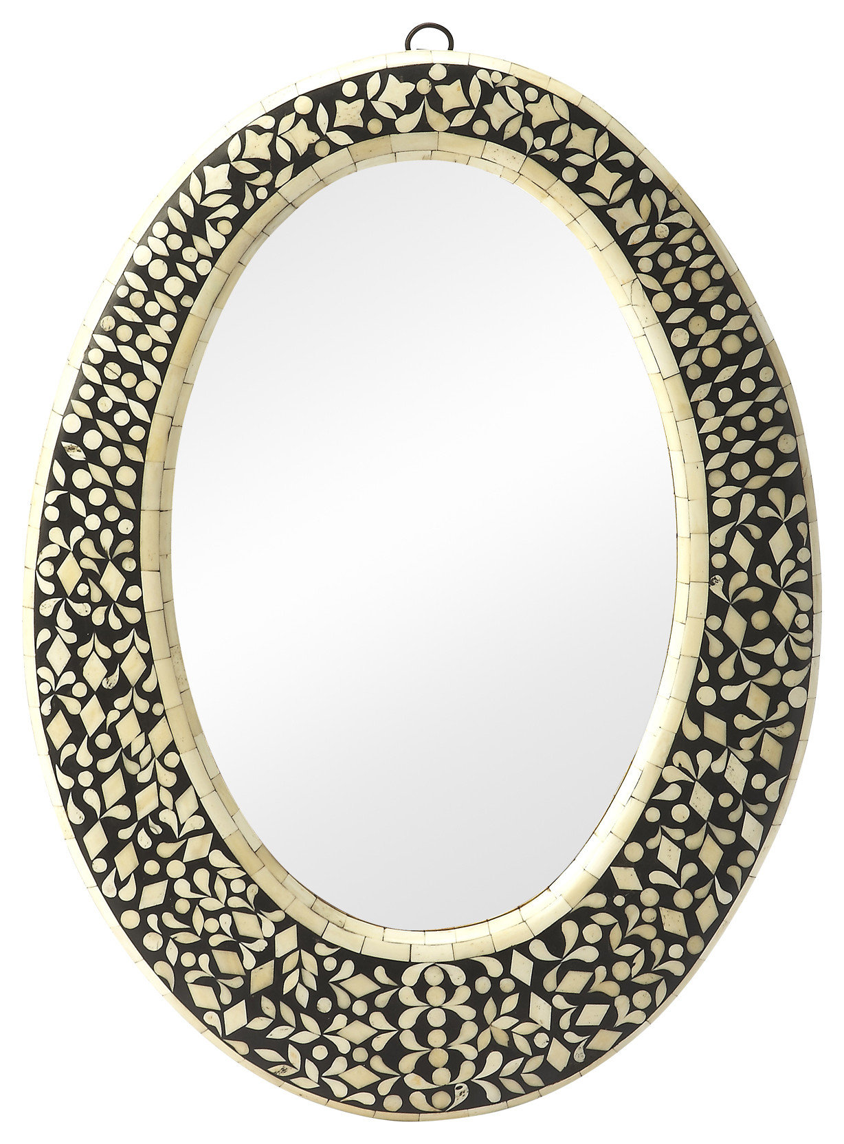 Butler Orzo Black Bone Inlay Oval Wall Mirror - Mediterranean - Wall ...