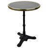 French Bistro Table, Black Marble and Iron Base, 20" Diameter