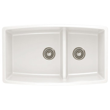 Blanco 441310 19"x33" Granite Double Undermount Kitchen Sink, White