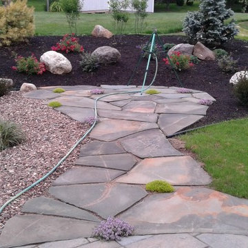 Irregular Flagstone Walkway and Seating Area