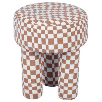 Claire Knubby Stool, Brown Chekered