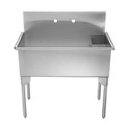 Pearlhaus Large, Single Bowl Commerical Freestanding Utility Sink, 39.13"X34.63"