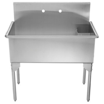Pearlhaus Large, Single Bowl Commerical Freestanding Utility Sink, 39.13"X34.63"
