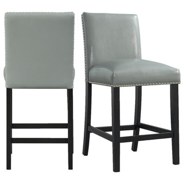 Picket House Furnishings Pia Faux Leather Counter Height Side Chair Set, Gray