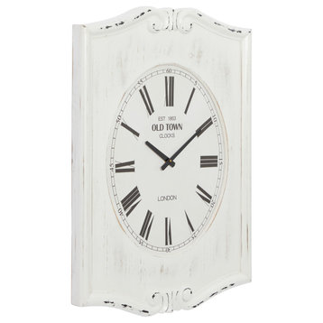 Farmhouse White Wood Wall Clock 70131