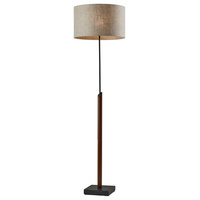 Ethan 1 Light Floor Lamp, Black With Walnut Rubberwood