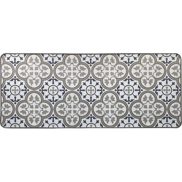 Paco Printed Kitchen Runner Mat 47" x 20" Blue and Gray Tile Design