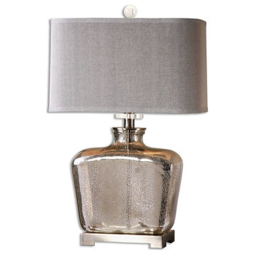 Molinara Speckled Mercury Glass Table Lamp in Brushed Nickel