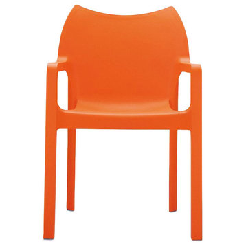 Diva Resin Outdoor Dining Arm Chair Orange- Set of 2