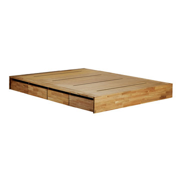 Mash Lax Platform Solid Wood Storage Bed, Queen Platform Only
