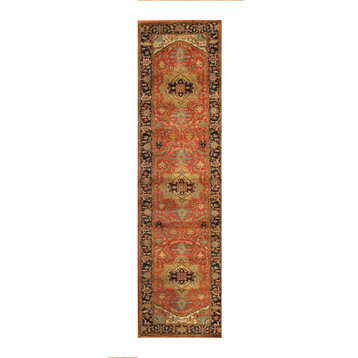 Pasargad Home Serapi Ferehan Collection Hand-Knotted Wool Area Rug, 3' X 8'